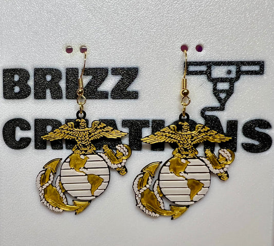 US Marines Sterling Silver Earrings