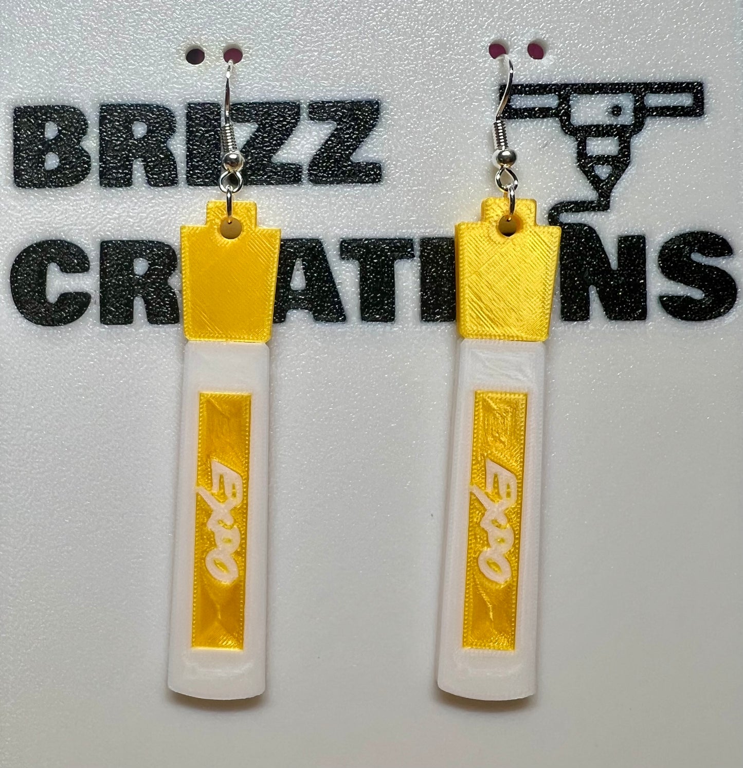 Gold Expo Marker Sterling Silver Earrings