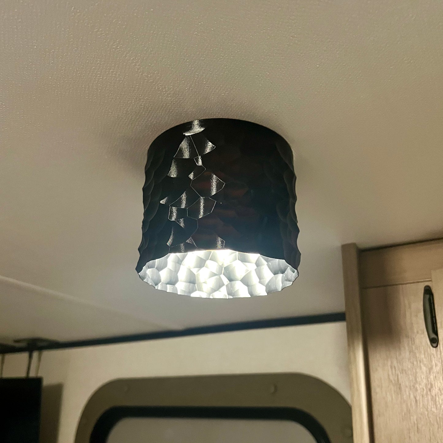 Rock Texture RV LED Puck Light Shade