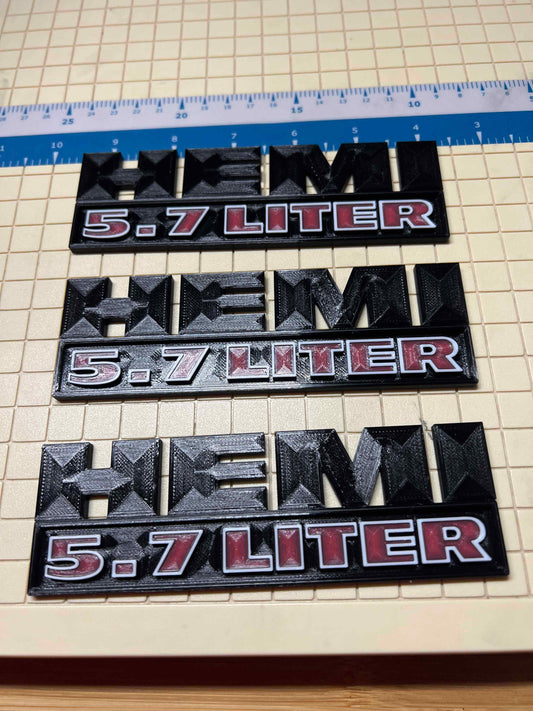 Black Emblems for HEMI 5.7L - 3 Pack