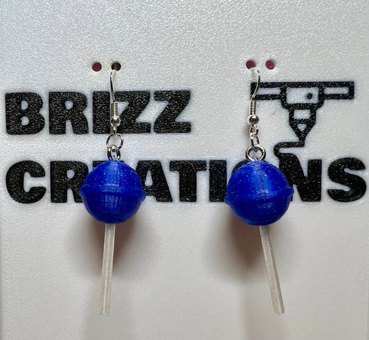 Blue Sparkle Lollipop Sterling Silver Earrings